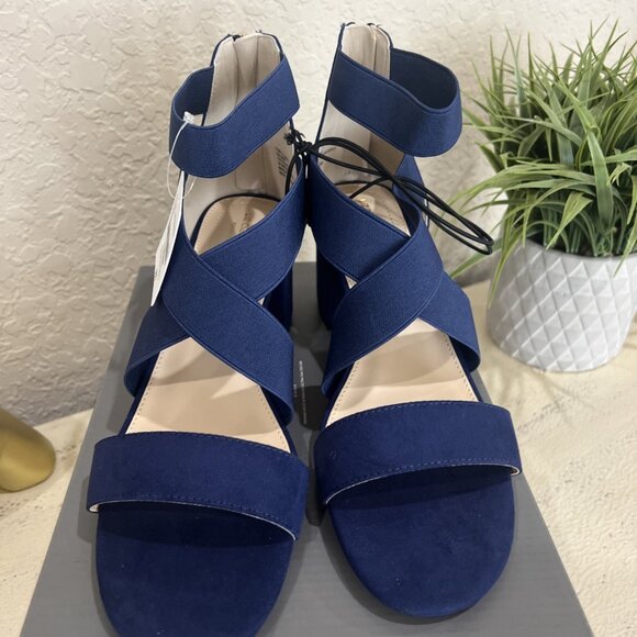 Liz Claiborne Emmah Womens Open Toe Ankle Strap Sandals Navy Size 11 New - Picture 5 of 9